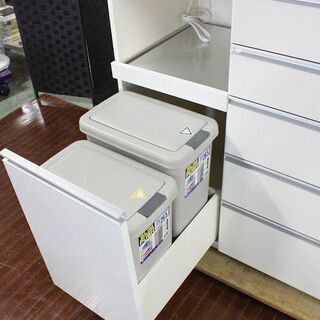 パモウナ キッチンボード CQL-1600R 幅160上下段 ブルモーション  ダストボックス x 2  2018年製 Pamouna 食器棚 店頭引取歓迎 R3619)