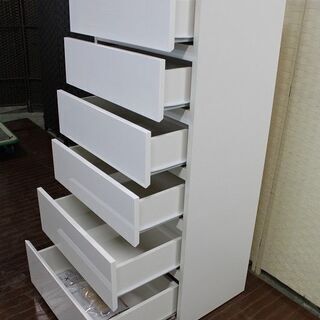 hニトリ ハイチェスト(クエス 60-6HC WH) 幅60 NITORI 収納家具 店頭引取歓迎 R3614)