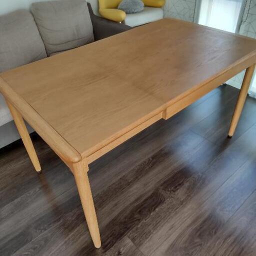 【値下げ】伸長式テーブル 2段階（90cm/130cm）でサイズ変更可能 日進木工 nissin