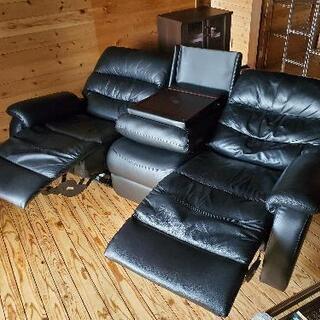 売切)電動リクライニングソファーセット本革