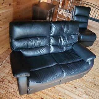 売切)電動リクライニングソファーセット本革