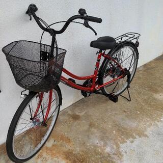 (値下げ)24ギアー付き 赤自転車(鍵あり)
