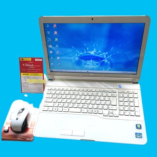 美品！新品SSD512GB+メモリ8GB＋3世代COREi7/Windows10/WEBカメラ/ブルーレイ/WPSOfficeライセンスカード/無線マウス/富士通 FMV AH77/H