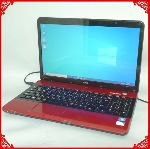 新品SSD-256G レッド色 ノートパソコン 中古動作良品 15.6型 NEC PC-LS150FS1TR Pentium 4GB DVDRW 無線LAN Windows10 LibreOffice済