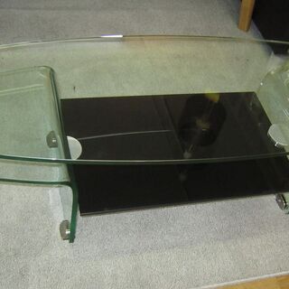 R026 高級感 曲げガラスリビングテーブル、センターテーブル、...