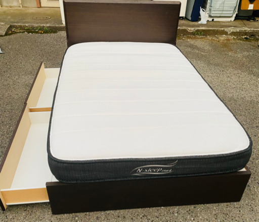 セミダブルベッド  200×120×48cm フレーム  マットレス付き ベット スノコ 寝具 家具 札幌 厚別店 セミダブルベッド 200×120×48cm フレーム マットレス付き ベット