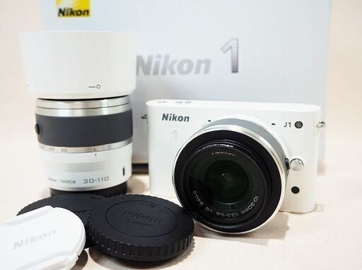 【苫小牧バナナ】NIKON/ニコン 1 J1 ダブルズームキット レンズ交換式デジタルカメラ 10-30㎜ 30-110㎜ ホワイト 動作品 2011年製♪