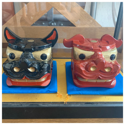 獅子頭 朱色 雌 (木工手作り) 絶対見逃せない inspektorat.madiunkota