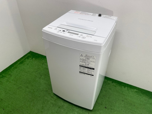 美品　TOSHIBA/東芝　全自動洗濯機　４.５ｋｇ　槽洗浄ステンレス槽　２０１９年製　取扱説明書付き　ＡＷ－４５Ｍ７