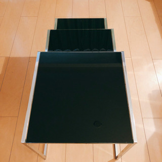 サイドテーブル ネストテーブル ガラス天板 北欧風 モダン