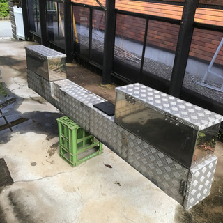 【オールステンレス】★リンギケース 蓋付 ステー付 道具箱 工具箱 トレーラー