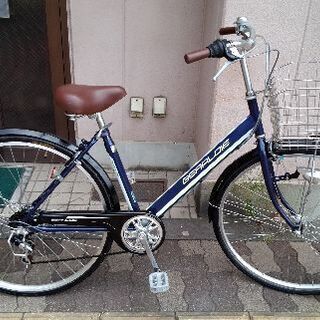GERALDIE[ジェラルディ]27吋 ファッションシティーサイクル 外装6段/LEDオート/ネイビー