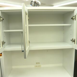 レンジボード シルバー×白エナメル 幅90.5㎝ たっぷり収納☆ キッチン 