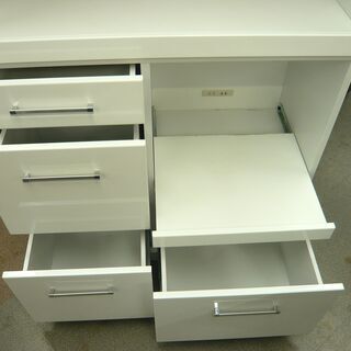 レンジボード シルバー×白エナメル 幅90.5㎝ たっぷり収納☆ キッチン 