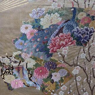 アンティーク色留袖★袋帯セット 黒留袖＋袋帯セット】正絹 黒留袖 鶴笹松花に金箔 比翼 帯セット