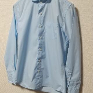 【ネット決済・配送可】メンズ ブルー 水色カッターシャツ ナノ・...
