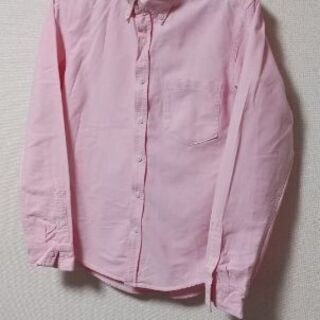 【ネット決済・配送可】ピンク 桃色カッターシャツ S 綿100% 上着