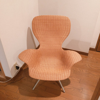 【未使用】おしやれなラタン椅子　ナチュラル木製