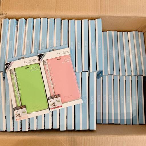 QB4965 未使用 アイフォン X 専用 スマホ 手帳 ケース 78個 グリーン 50個 ピンク 28個 iPhone ストラップ付 カードポケット まとめ売り