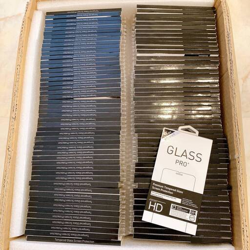 QB4891 未使用品 アイフォン X 専用 ガラスフィルム 9H 100個 セット iPhone X 強化ガラス 保護フィルム GLASS PRO+ 業者 まとめ売り