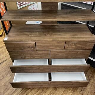 飾り棚付チェスト 収納家具 幅120cm 木目調ブラウン色?自社配送時?