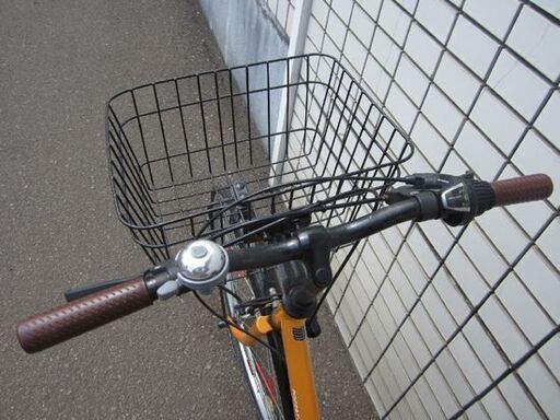 26インチ 自転車 シティサイクル オレンジ/ブラック 6段変速 カゴ付き カギ付き ライト付き 札幌 北20条店