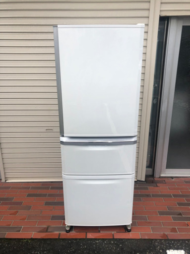 美品■三菱ノンフロン冷凍冷蔵庫 3ドア 製氷機能付き 335L ホワイト 動作確認済み