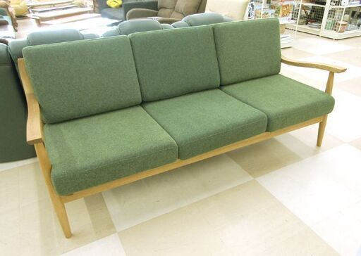 札幌市発 市内近郊配送可能 極美品 EasyLife/イージーライフ 3Pソファ ARNE/アルネ ファブリック スリーシーター 生活家具 3人掛け ナラ材 カバーリング仕様