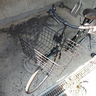 程度極上　特大カゴ　26インチシティーサイクル　中古　グリーン　切替つき