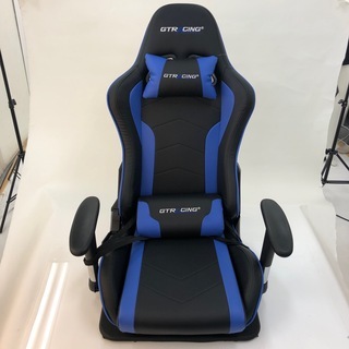 GTRACING ゲーミングチェア 座椅子タイプ ブラック×ブルー - 家具