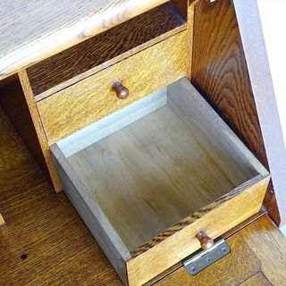 山口)下松市より　アンティーク調 ライティングビューロー オーク材 1984 幅87×奥行46×高さ105cm 　BIZHG06H