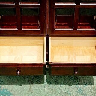 山口)下松市より　北海道民芸 和風 書棚 本棚 キャビネット 観音開き 4段 幅92.5×奥行38×高さ143cm　BIZHG07H