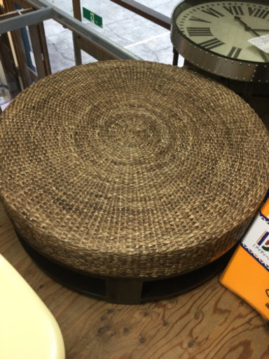 ラウンドコーヒーテーブル ヨタカ ラタン アジアン家具 110×39
