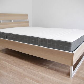 【大阪市内受取限定】イケア TRYSIL ベッドフレームandマットレスセット ダブルベッド＋マットレスセット IKEA ベッドフレーム TRYSIL