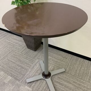 【ネット決済】丸テーブル　おしゃれ　丸型　オフィス　ブラウン　茶色