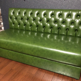 ソファ　チェスターフィールド　グリーン　ビンテージ　大幅値下げ　