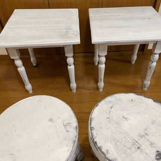 【ネット決済】【シャビー手作り家具】テーブル２個セット