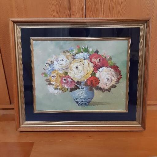 絵画　インテリア　油絵　薔薇　バラ