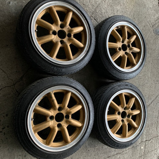 ⭐️ワタナベ　ブラックレーシング風　14インチタイヤホイールセット⭐️155/55R14 4穴