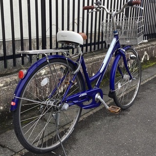 美品車＞ミヤタ・26インチ自転車・内装3段変速・ブルー LEDライト、鍵