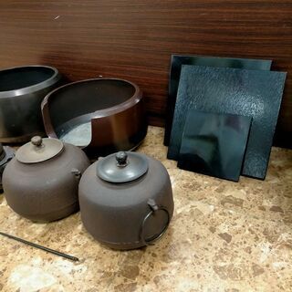 茶道具セット 茶器 茶道 古物 工芸品 風炉釜 鉄釜 茶釜 アンティーク
