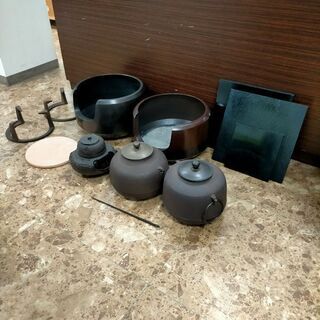 茶道具セット 茶器 茶道 古物 工芸品 風炉釜 鉄釜 茶釜 アンティーク