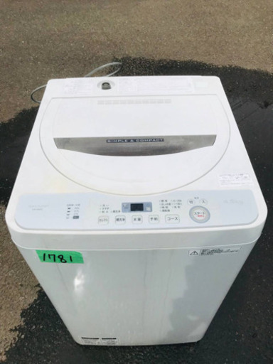 ①✨2019年製✨1781番 SHARP✨全自動電気洗濯機✨ES-GE4C-T‼️
