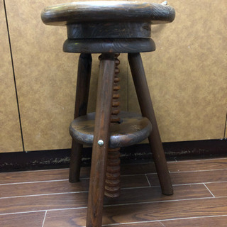 高さ調節機能付き木製丸椅子