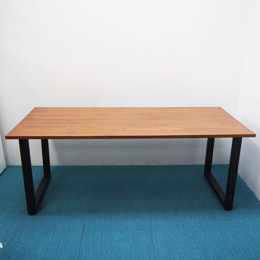 【使用3ヵ月】Kanademono THE TABLE / ラバーウッドT × Black Steel ダイニングテーブル 幅1800 奥行800 高さ710mm (EA34)
