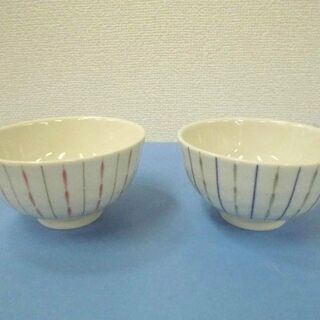 JM11873)素朴なデザインの茶碗 2客セット 中古品【取りに...