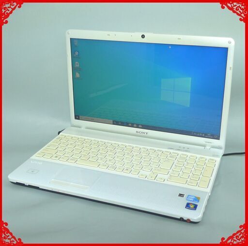 ホワイト色 ノートパソコン 中古良品 15.5型 SONY VPCEB48FJ Core i3 4GB 500G DVDRW 無線LAN Bluetooth webカメラ Windows10 Office