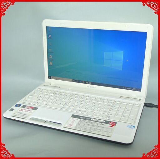ホワイト色 ノートパソコン 中古良品 15.6型 東芝 T350/34AW Pentium 4GB 500G DVDRW 無線 Wi-Fi Windows10 LibreOffice 即使用可能