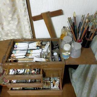 油絵　画材とイーゼル