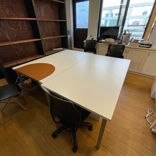 【0円】オフィス用テーブル2台＆椅子4脚　バラ・まとめてどちらでも